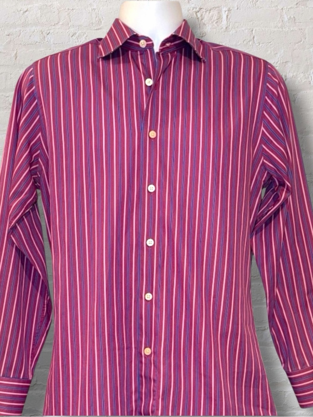 Charles Tyrwhitt Men’s Dress Shirt L Slim Fit | Purple Blue Pink Striped